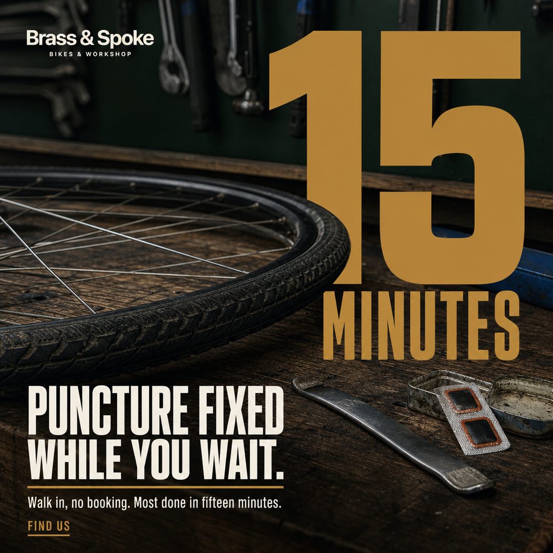 Bike shop ad: Puncture fixed while you wait.