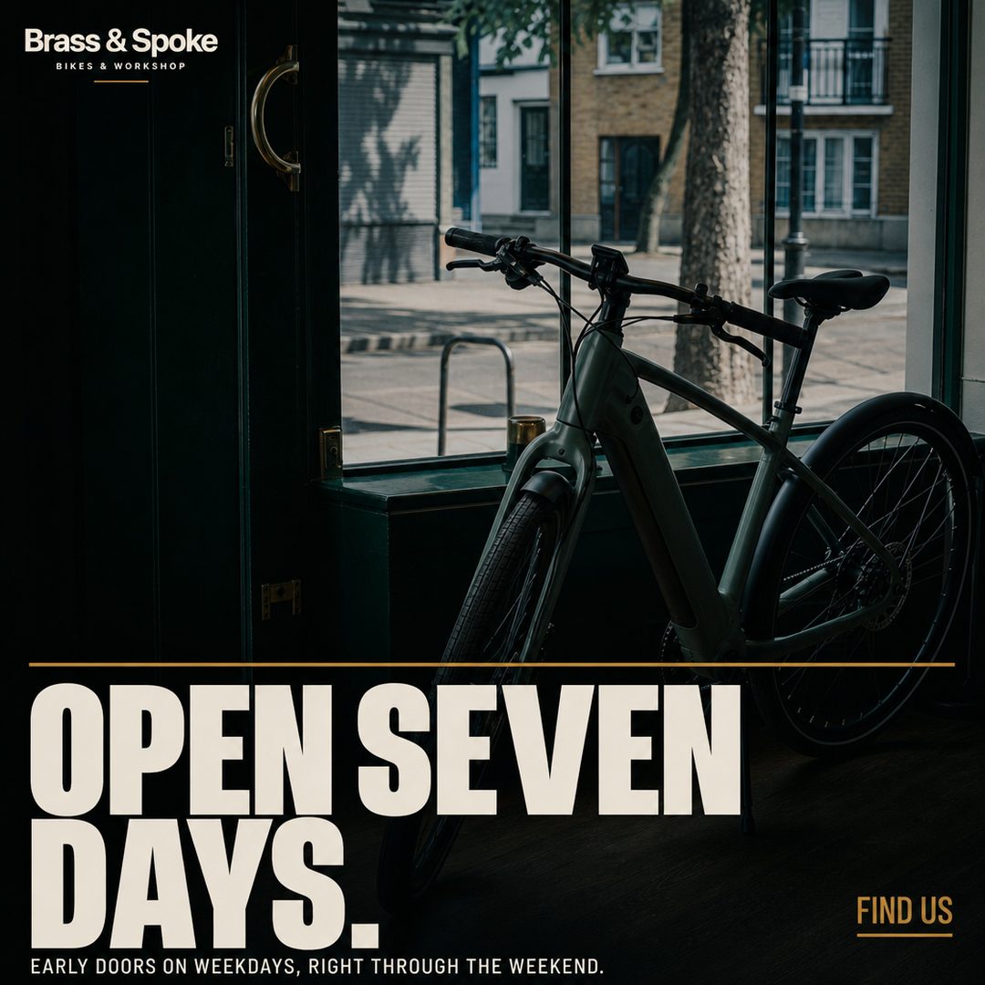 Bike shop ad: Open seven days.