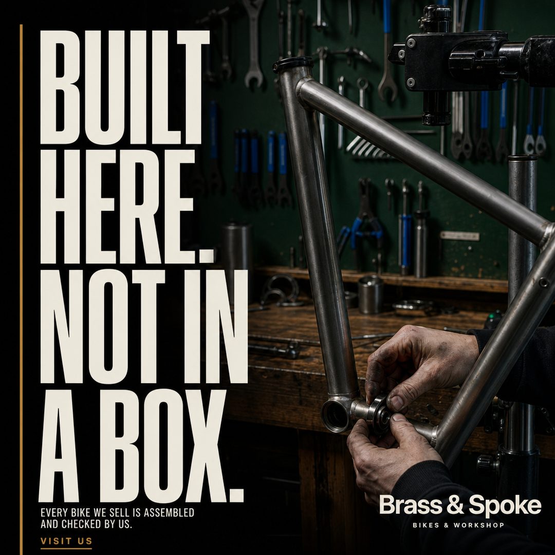 Bike shop ad: Built here. Not in a box.