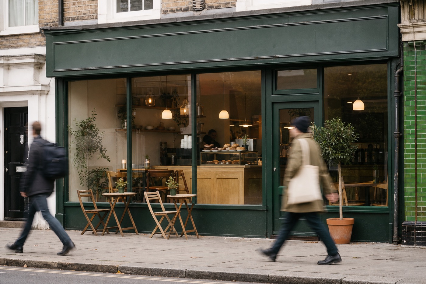People walking past the shops on a busy high street